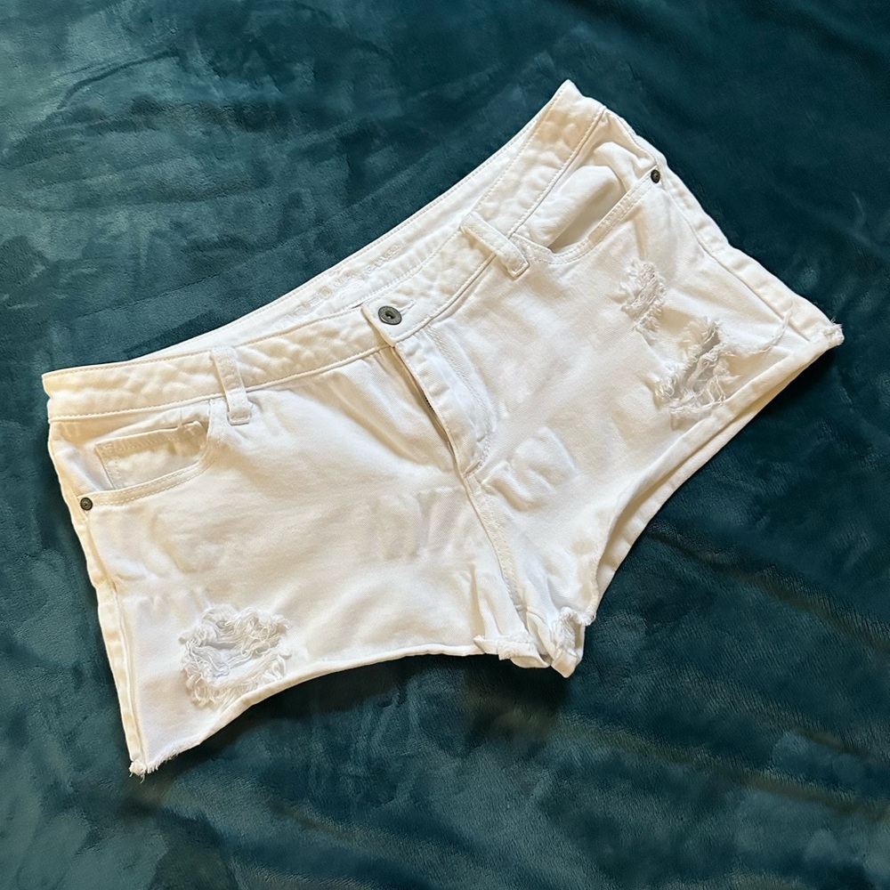 Arizona Jean Company White Distressed Jean Shorts